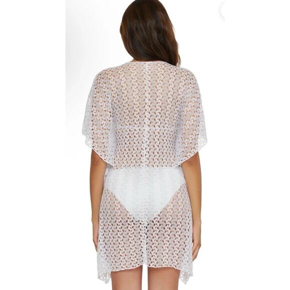 Becca Tunic Swim Cover Up Womens Size M/L White Lace Swimwear Dolman Sleeve NWT - Picture 6 of 16